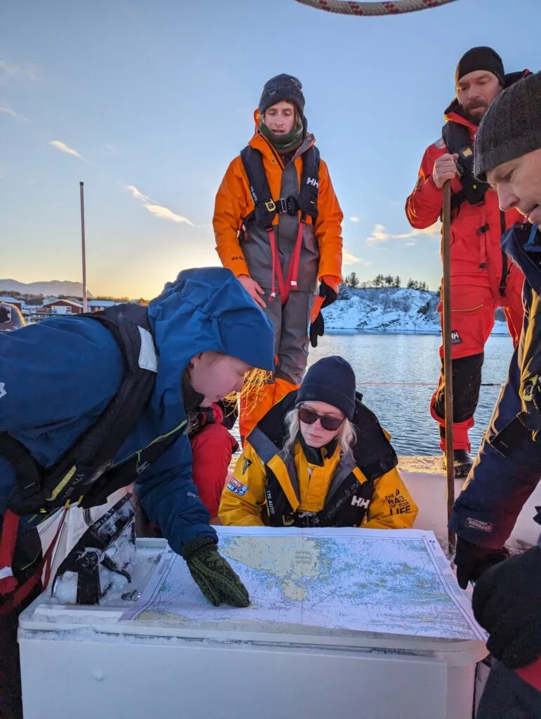 Using paper charts only. Photo Marion Le Tilly