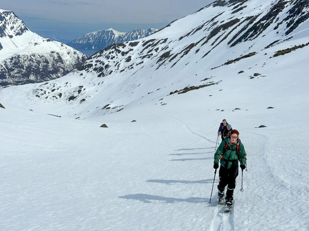Skinning up from Tverrfjorden in Loppa municipality. The mountains of West Finnmark offer a less crowded alternative to the more famous Lyngen further southwest.