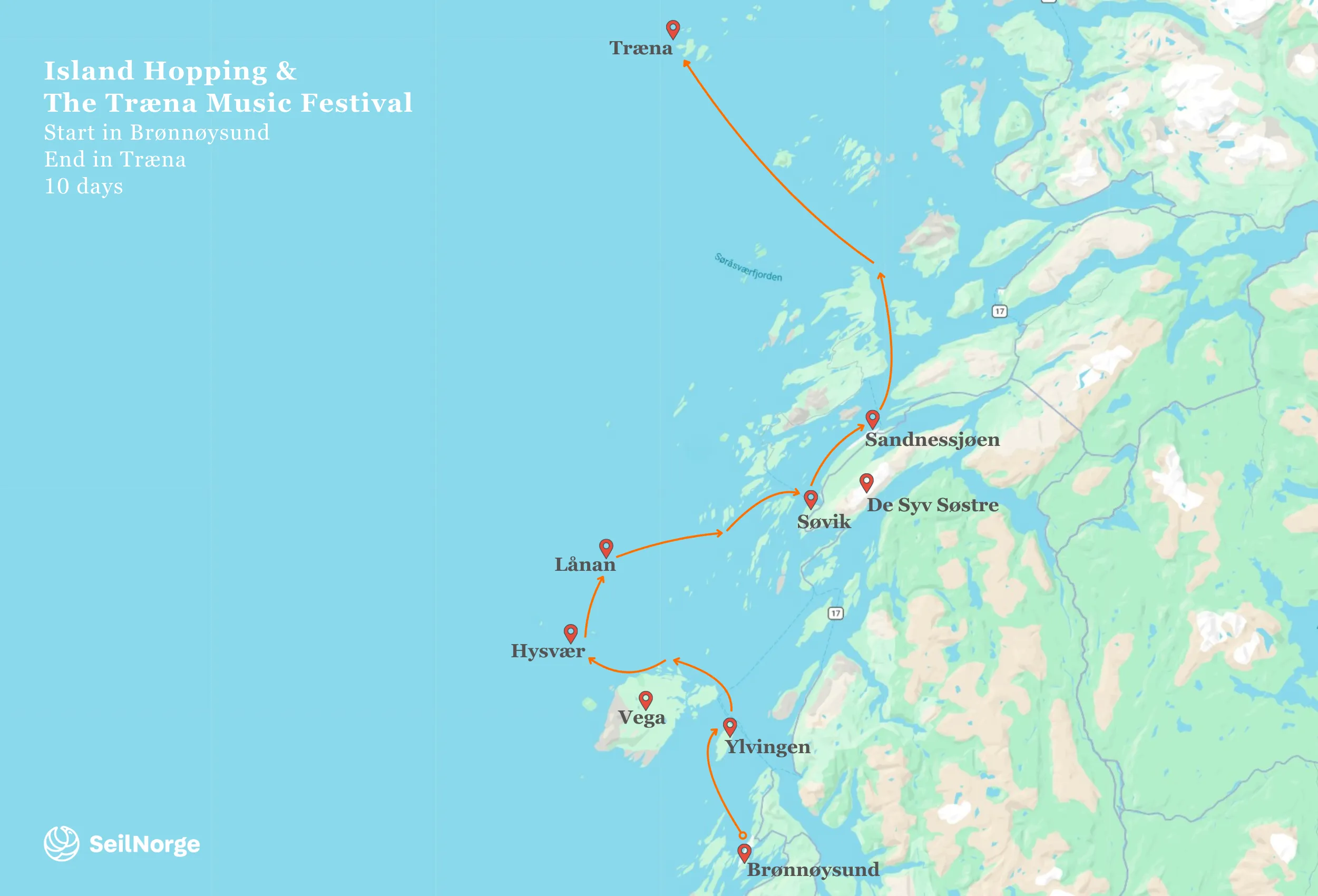 Map Sailing trip Island hopping and Festival sailing