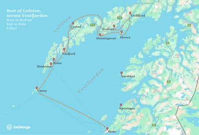 Kart Seiltur Best of Lofoten Over Vestfjorden